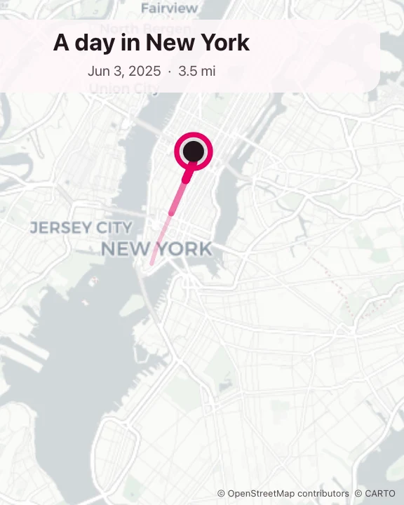 Travel route and city stops around New York